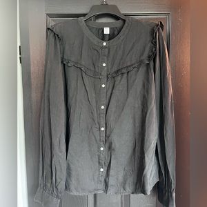 Old Navy ruffle shoulder detail button down